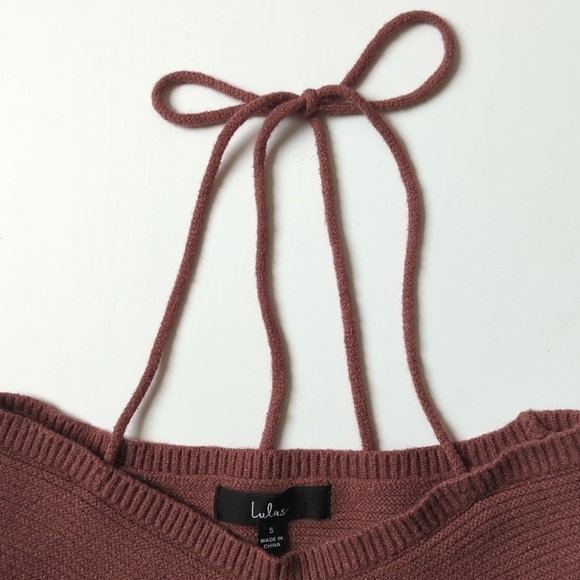 Lulus Trend to Keep Ribbed Knit Halter Cropped Sweater Tank Top Mauve Pink Small - Picture 2 of 10